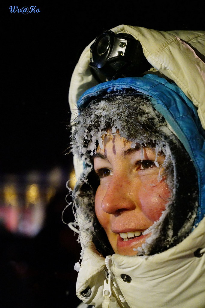 Musher Olivia Webster at her arrival of famous Yukon Quest