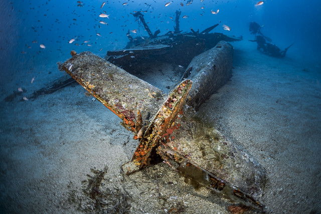 The messerschmitt 109 wreck of mediterranean sea.