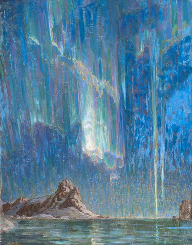 ANNA BOBERG - Northern Lights. Study from North Norway / Oil on canvas, 97.0 x 75.0 cm  [Rus: Северное сияние. Этюд из северной Норвегии] | by Crystal.Rain