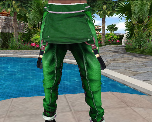 Green Fallen Overalls / Suspender Pants (M) Front
