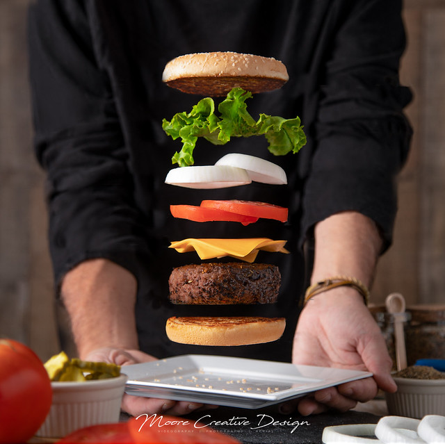 Exploded Cheeseburger with model-