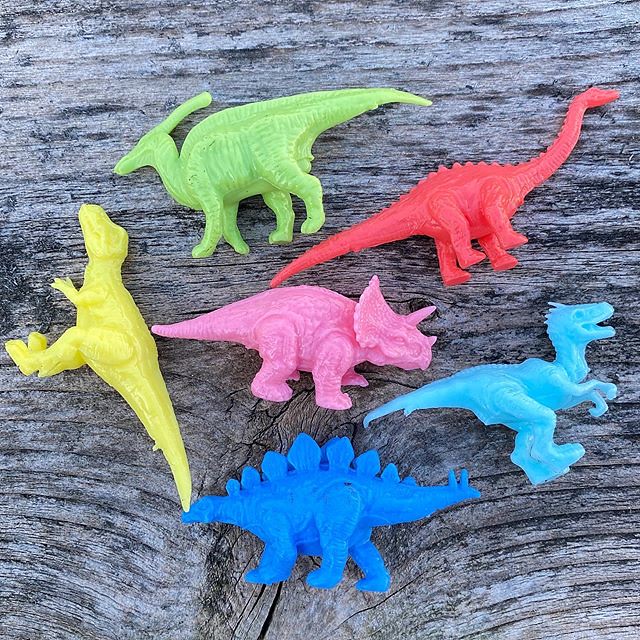 The Target dollar section always seems to offer some mini dinos and here are the latest. Squishy but luckily not sticky.
