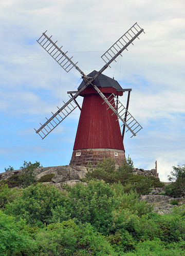 Windmill at Gronemad, a small town along the Bohuslän Coast of Sweden