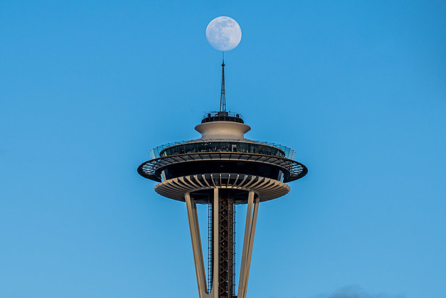 Seattle Space Needle Moon Shot