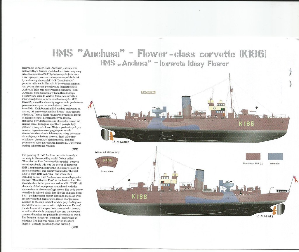 HMS ANCHUSA K-186 WW II FLOWER/GLADIOLUS CLASS ROYAL NAVY CORVETTE 1/350 MIRAGE 