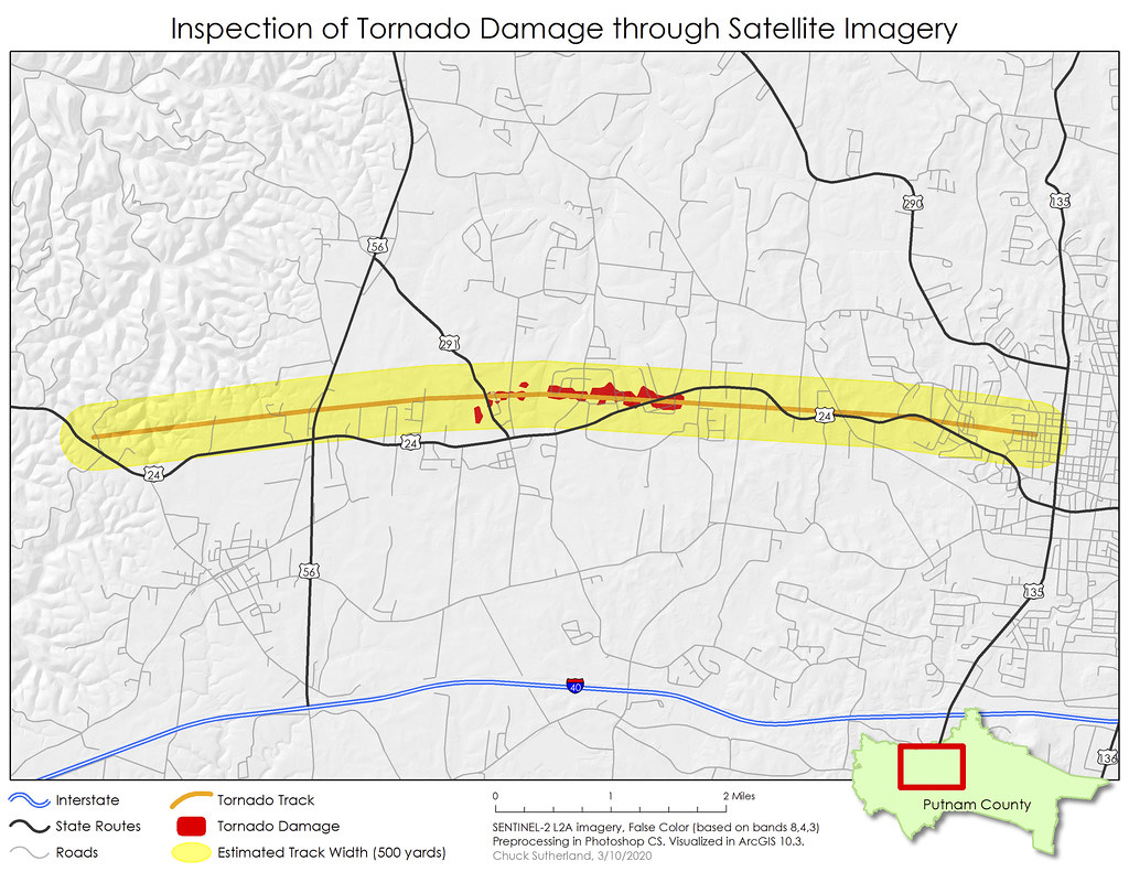 Inspection of Tornado Damage through Satellite Imagery