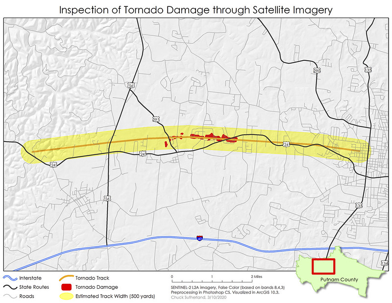 Inspection of Tornado Damage through Satellite Imagery