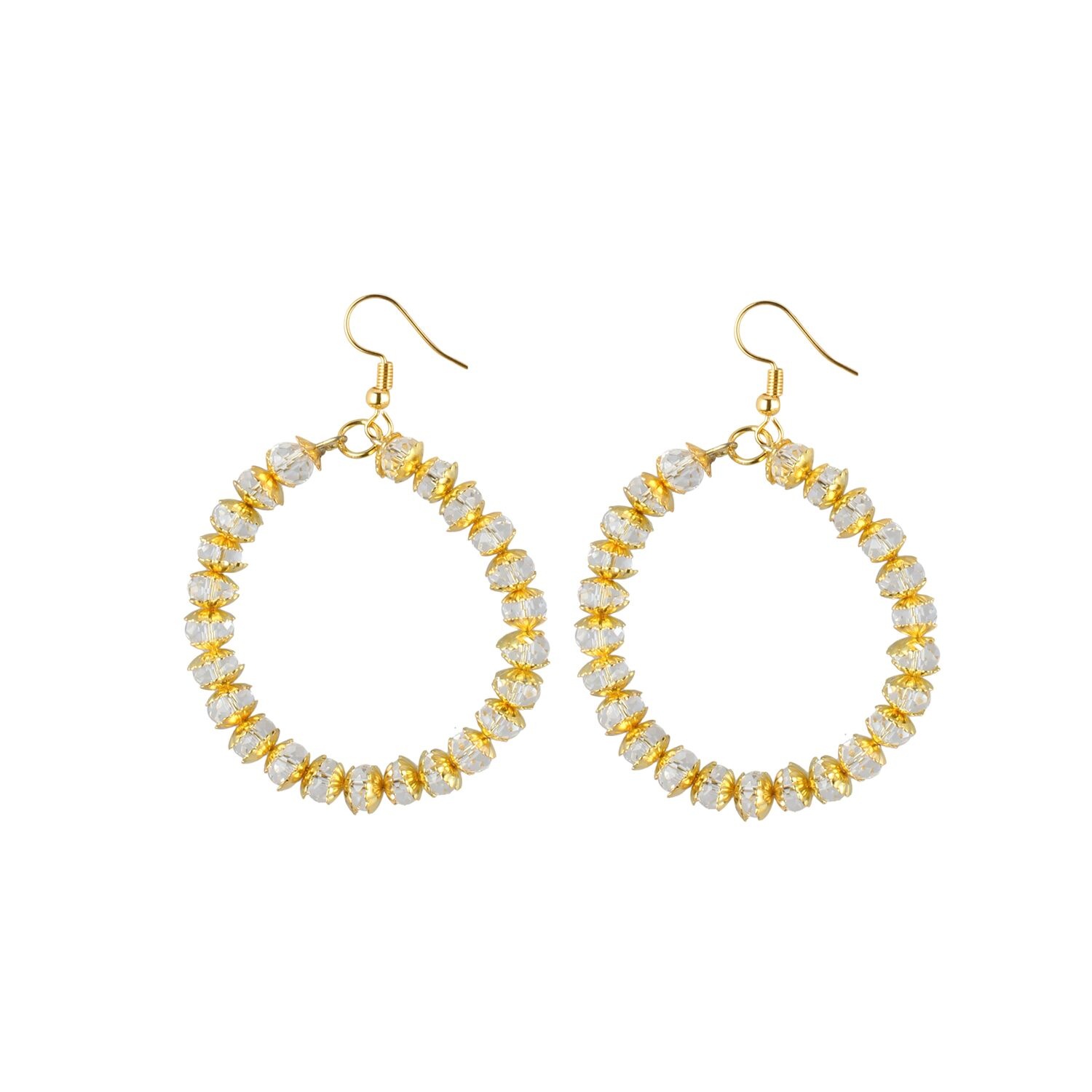 Generic Women's Alloy, Golden Crytal Hanging Earrings-Gold