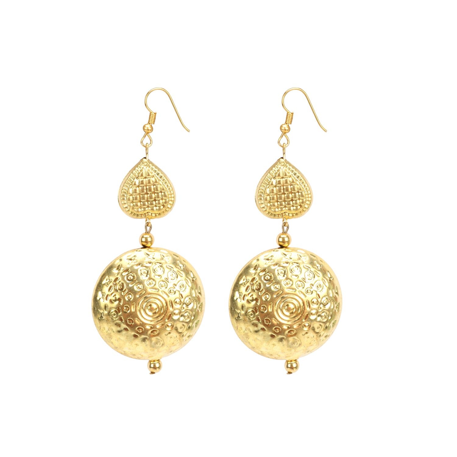 Generic Women's Gold Plated Hook Dangler Hanging Earrings-Golden