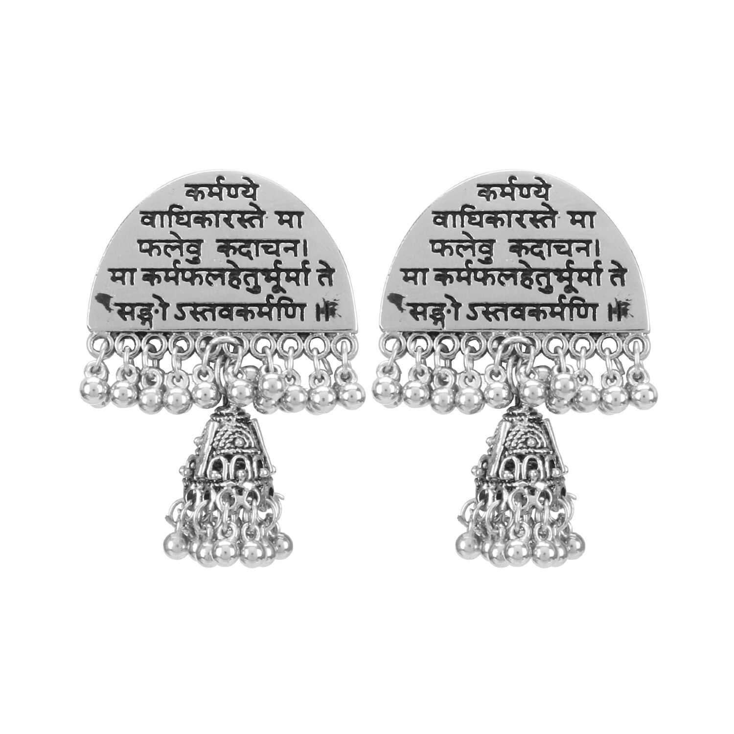 Generic Women's Silver plated Afgani Earrings-Silver