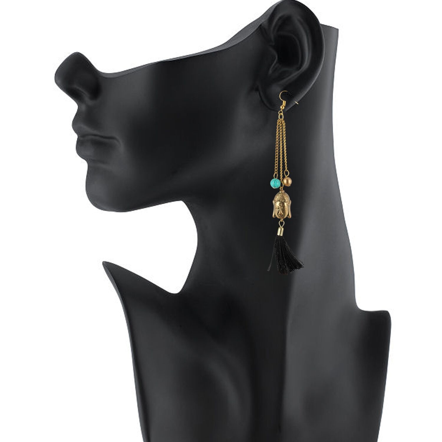 Generic Women's Golden Buddha Style Earrings-Gold