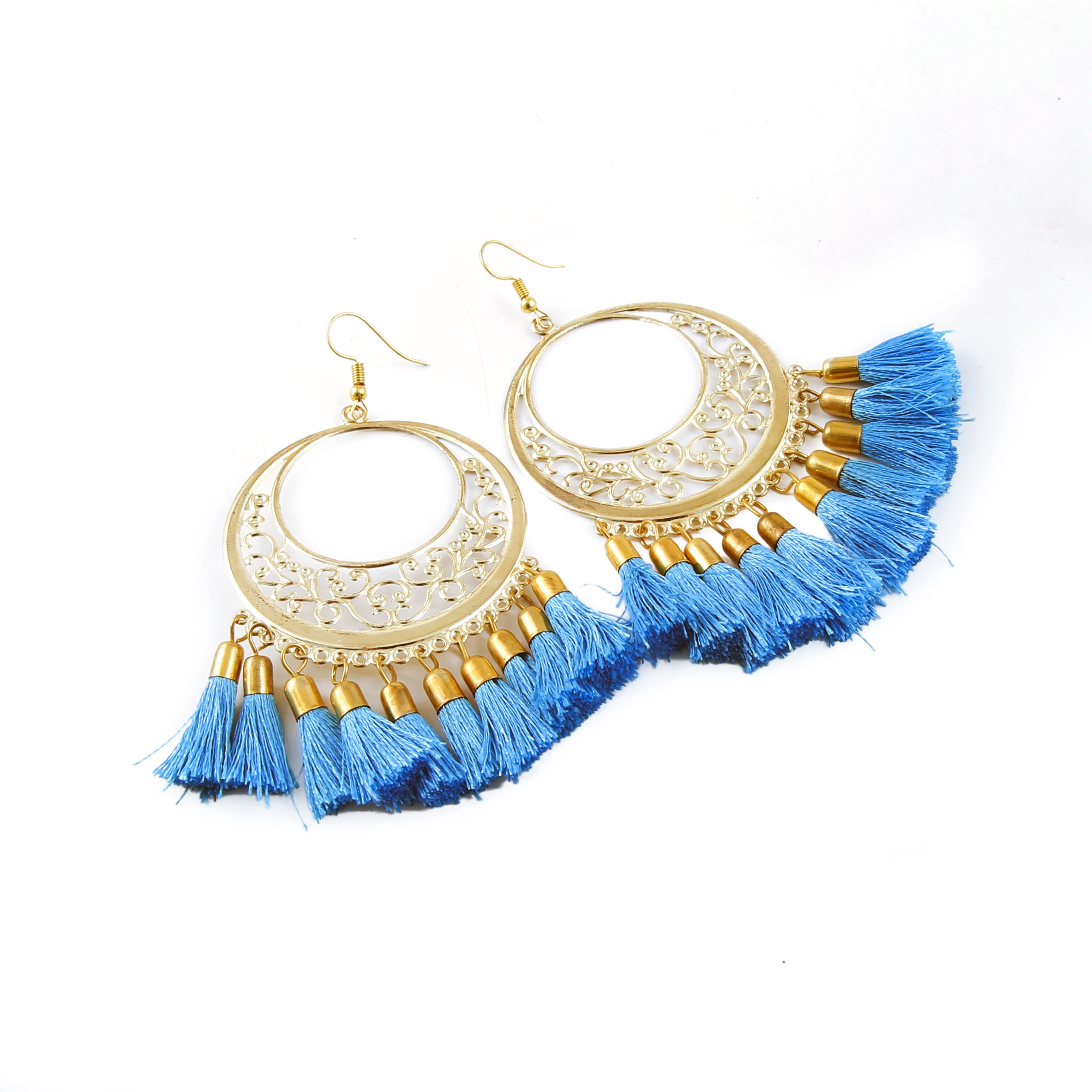 Generic Women's Gold Plated Hook Dangler Hanging Tassel Earrings-Gold