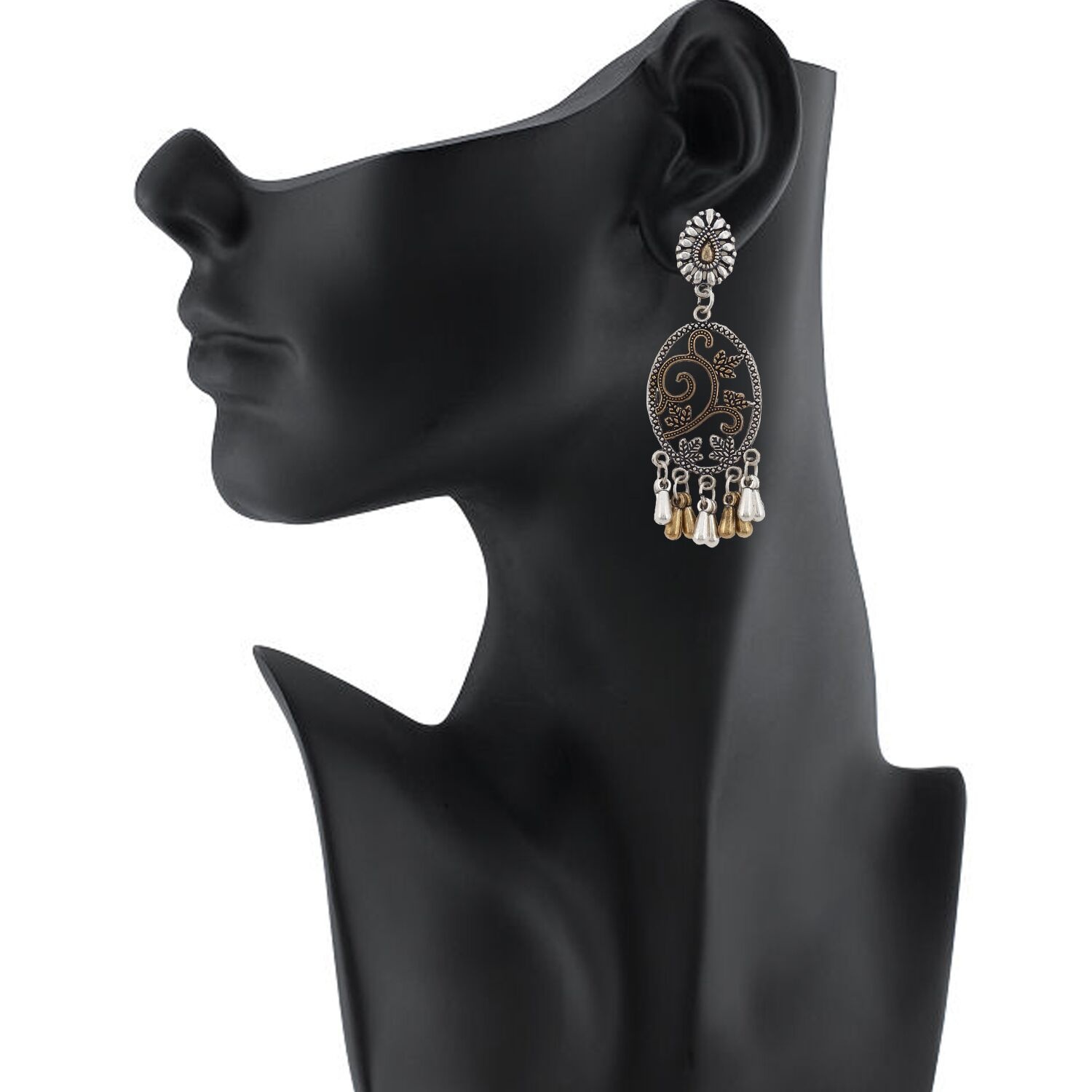 Generic Women's Silver Plated Hook Dangler Hanging Earrings-Gold