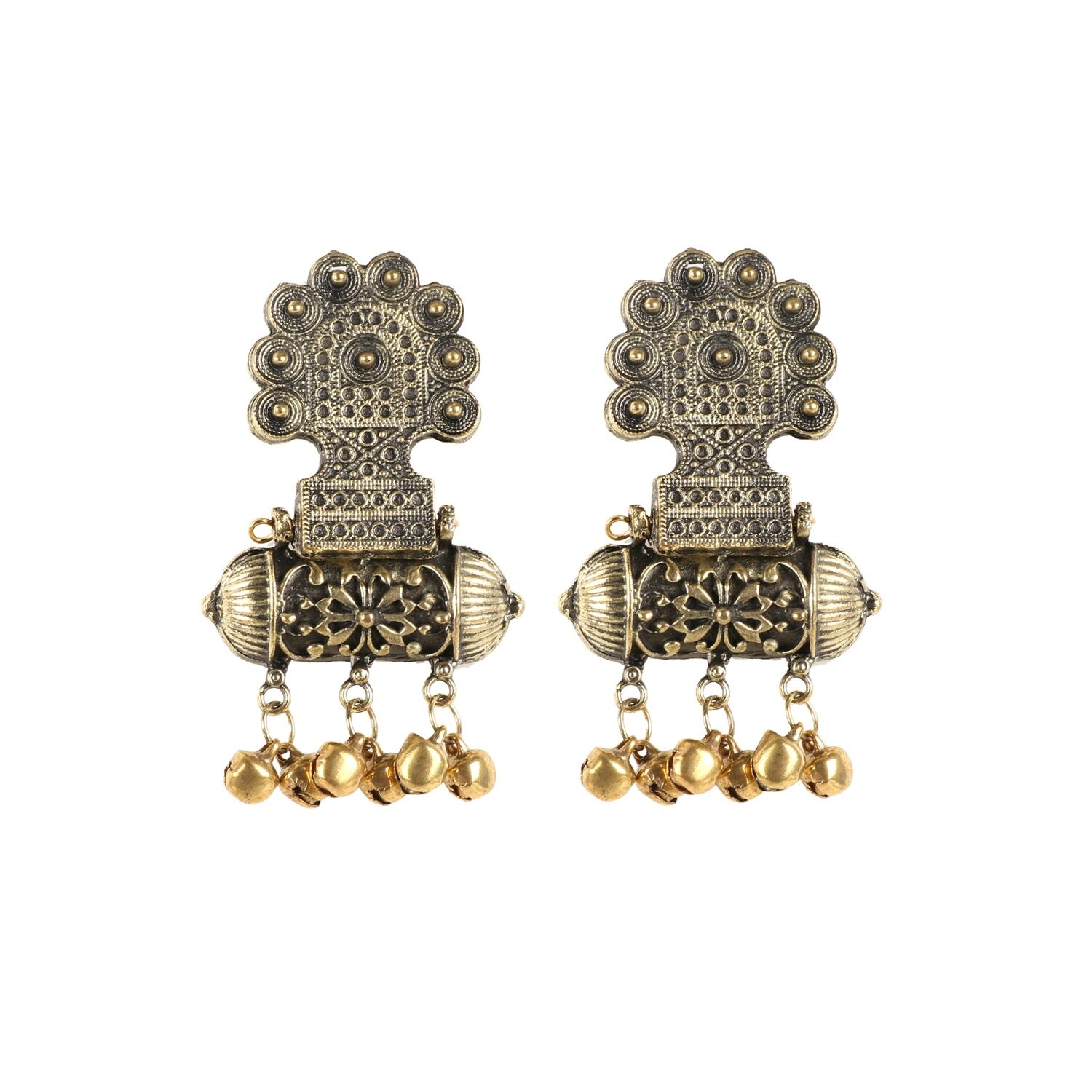 Generic Women's Gold Plated Hook Dangler Hanging Afgani Earrings-Gold