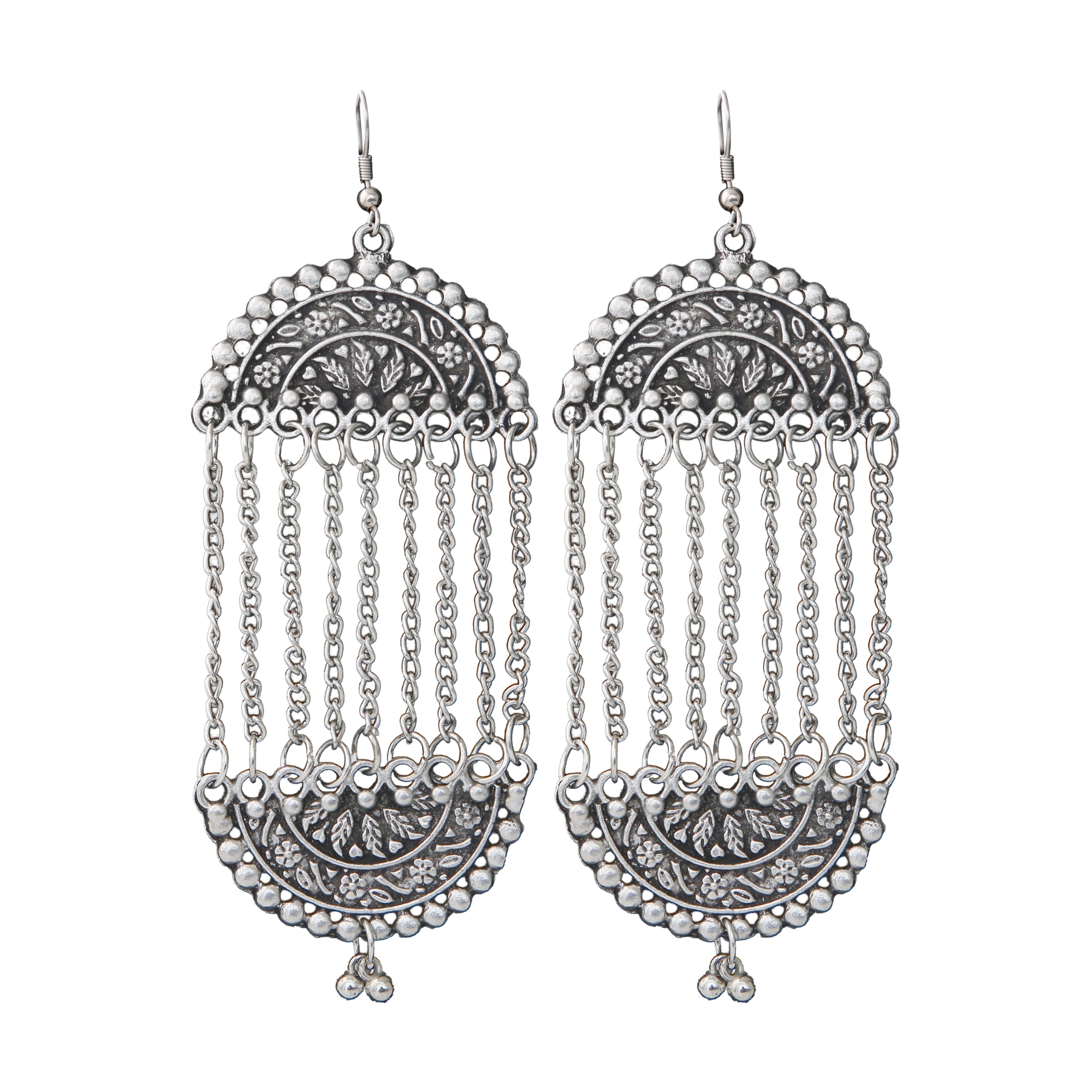 Generic Women's Silver Plated Hook Dangler Hanging Earrings-Silver