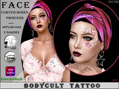 BodyCult Tattoo FACE Curved Roses Princess FA1156