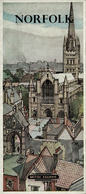Norfolk - tourist leaflet issued by British Railways (Eastern Region), c1955 - artwork by R W Baldwin