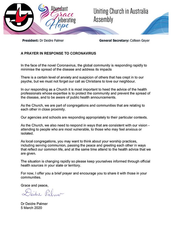 UCA President letter re Coronavirus
