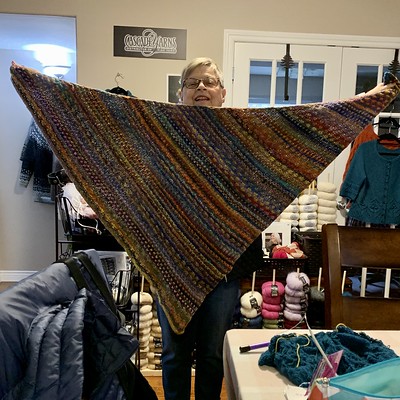 Bev finished her Nightshift! She used the same two colours of Noro Ito as Alma but  it was amazing how different they look and how different the amounts they both had at the end and while they were knitting!