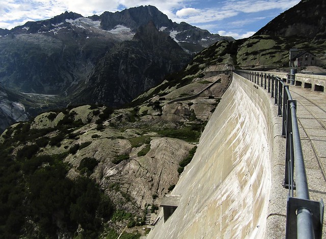 View of the Dam at the Gelmersee in the Swiss Alps