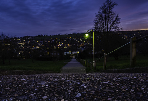 guildford bynight sky skyascanvas skyasthecanvas cloudy clouds lights landscape nopeople outside outdoors fuji fujifilm xt100 mirrorless mirrorlesscamera surrey guildfordcathedral bluehour light green houses