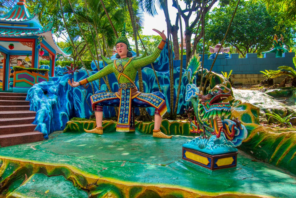 Diorama with characters from Chinese folklore in Haw Par Villa in Singapore