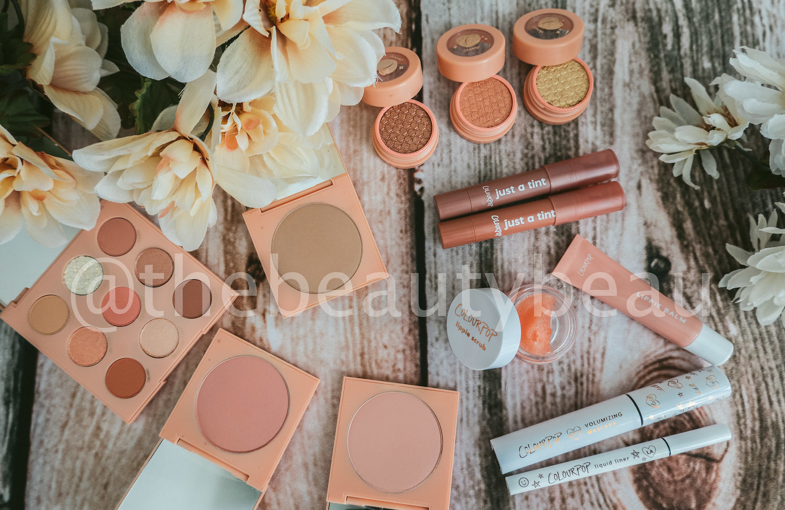 colourpop big ole peach collection with swatches