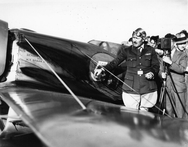 CF_07-0030 Roscoe Turner arrives at Floyd Bennett Field NY after setting west-east xcontl speed record 9_1_1934