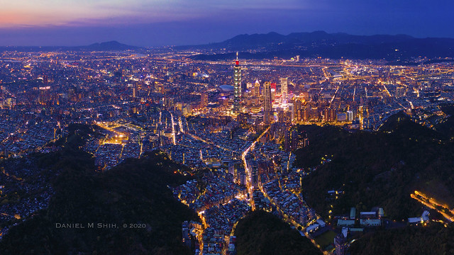 Aerial panoramic view of Taipei Cityscape