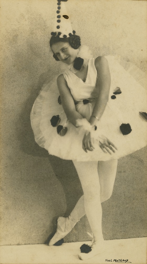 Ballet dancer Dundas Wilkinson striking a pose in a clown costume Brisbane Queensland 1928
