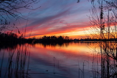 sunset water rietplas rietlanden reflection rene mensen landscape nature lake color