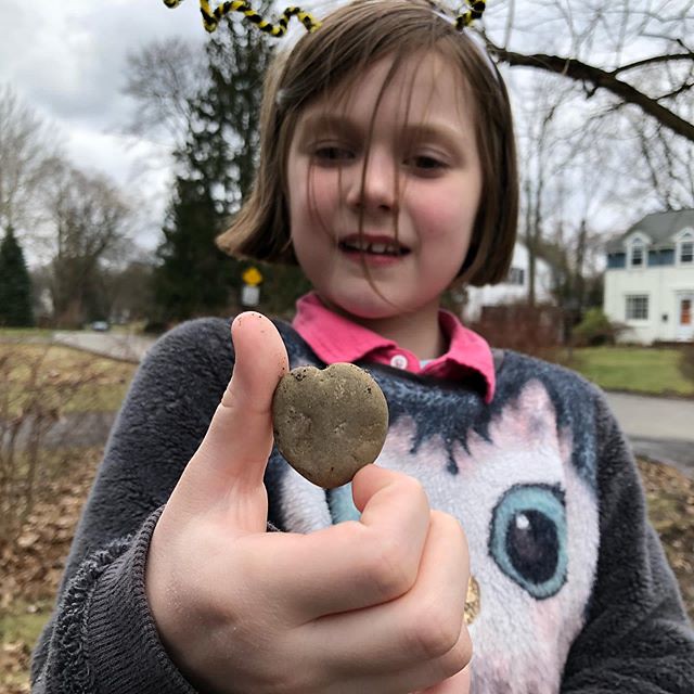 She found a heart-shaped rock on our walk today!