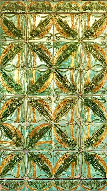 Grasshoppers Pattern Tiles  Panel (c.1905) - Rafael Bordalo Pinheiro (1846-1905)