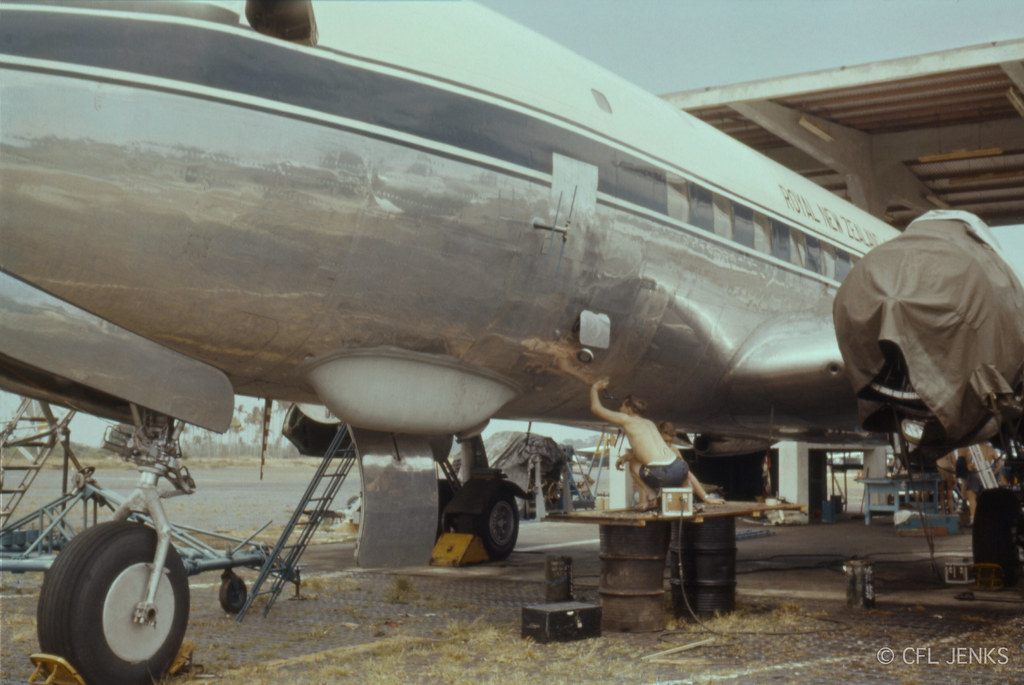 1 January 1961, RNZAF DC-6 NZ3632, receiving repairs after… | Flickr