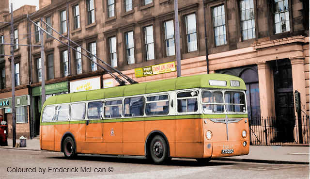 Glasgow trolleybus TBS17 in colour
