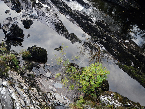 Angled rocks differentiate the river in Sneam, Ireland