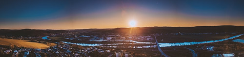 stayhome home sun sunset sundown blue sky mosel trier orange pano panorama dji mavic pro drone drohne aerial