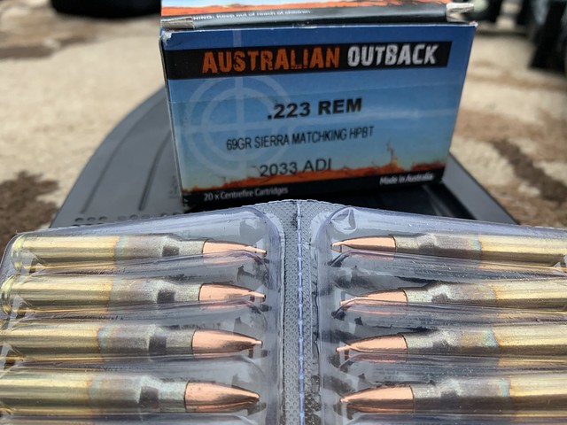 .223 Remington, 69gr BTHP, Sierra Matchking, Australian Outback