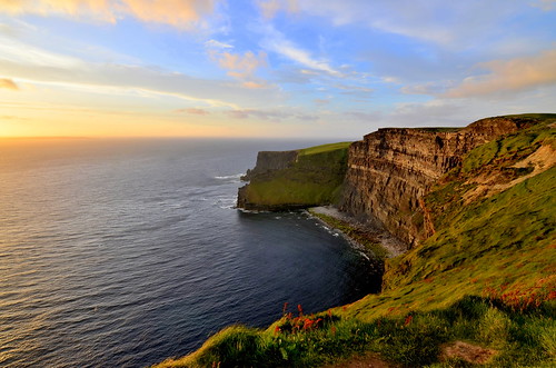 eire munster moher cliffs sunset cantís solpor acantilados puestadesol mar sea ireland clouds
