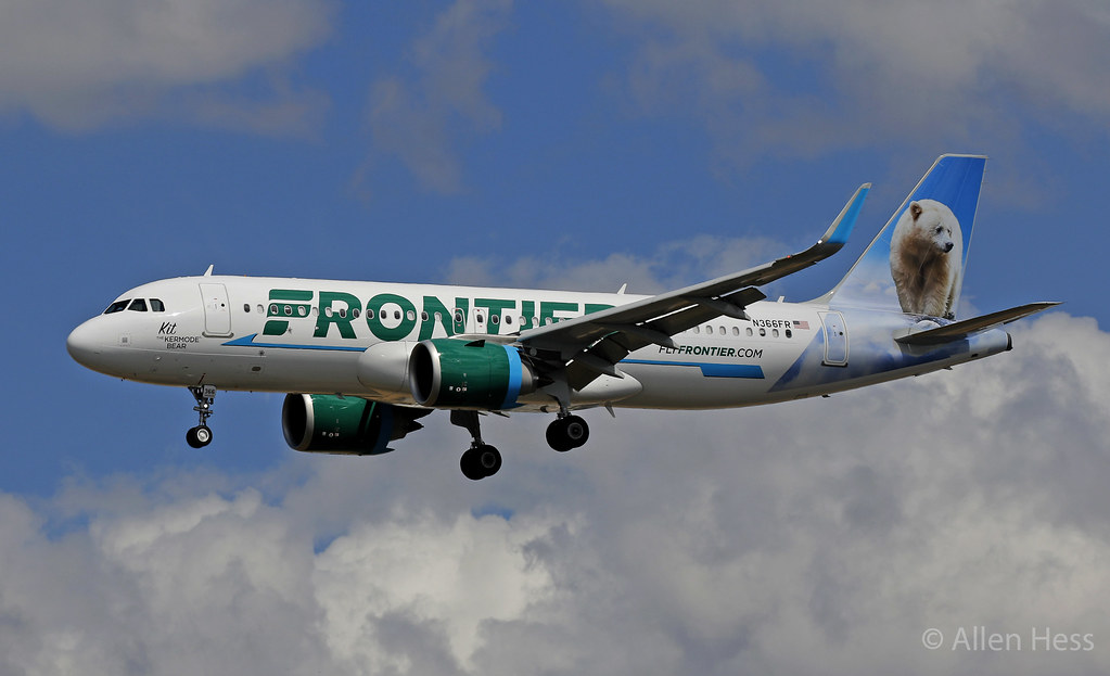 N366FR Frontier Airlines, Airbus A320  "Kit The Kermode Bear"......2020-0322-035