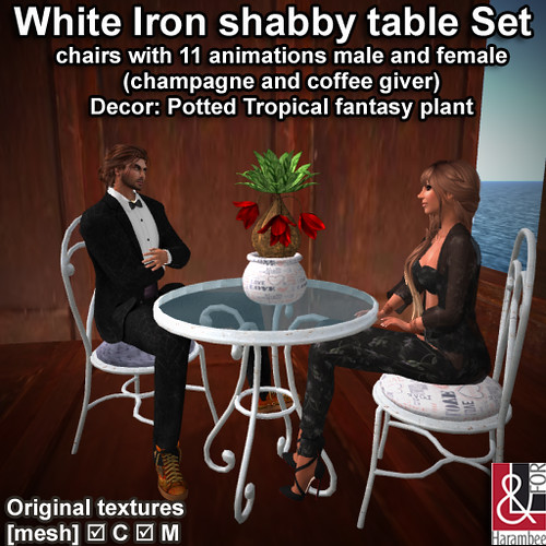 White Iron shabby table Set