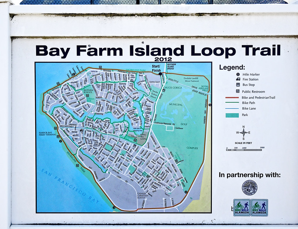 EUREKA CARTOGRAPHY BIKE Paths,Lanes PAPER MAP Alameda Calif.,Bay Farm Island 