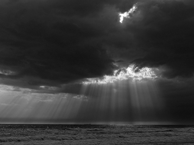 Sunbeams Through Ominous Clouds; Long Beach, New York