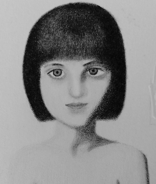 Girl Portrait of Colored Pencil Drawing Doodle I adjusted nose Please follow me  Please make a favorite  #coloredpencil,#coloredpencils,#drawing, #coloredpencildraw,#analogdrawing,#analog,#drawingart,#analogart,#art,,#brown,#brownhair,#grey,#greyeyes,#por