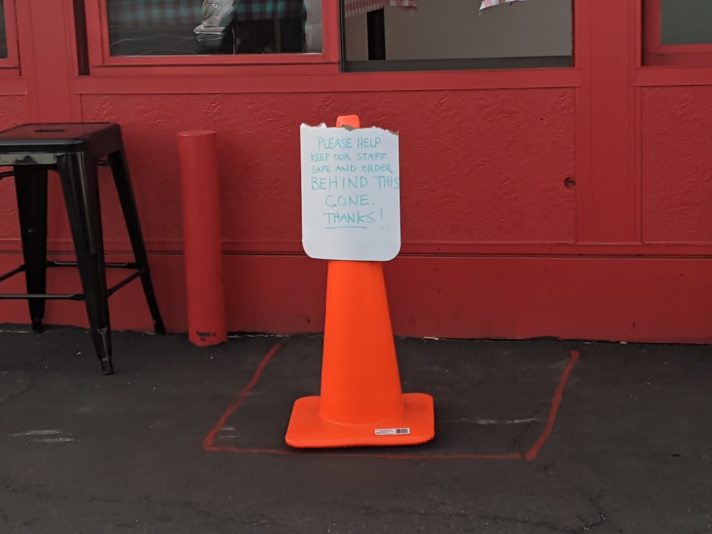 Stand behind the cone sign, pizza restaurant, Burbank, California, USA..jpgjpg