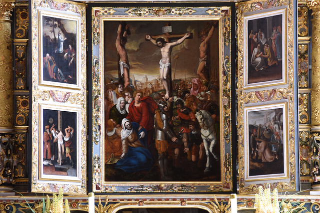 Celle, Niedersachsen, Stadtkirche St. Marien, altar, painted passion scenes