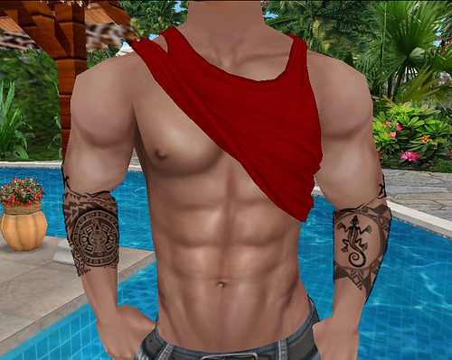 Derivable Red Rolled Up Tank Top (M)