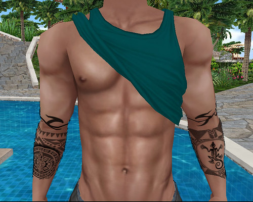 Derivable Teal Rolled Up Tank Top (M)