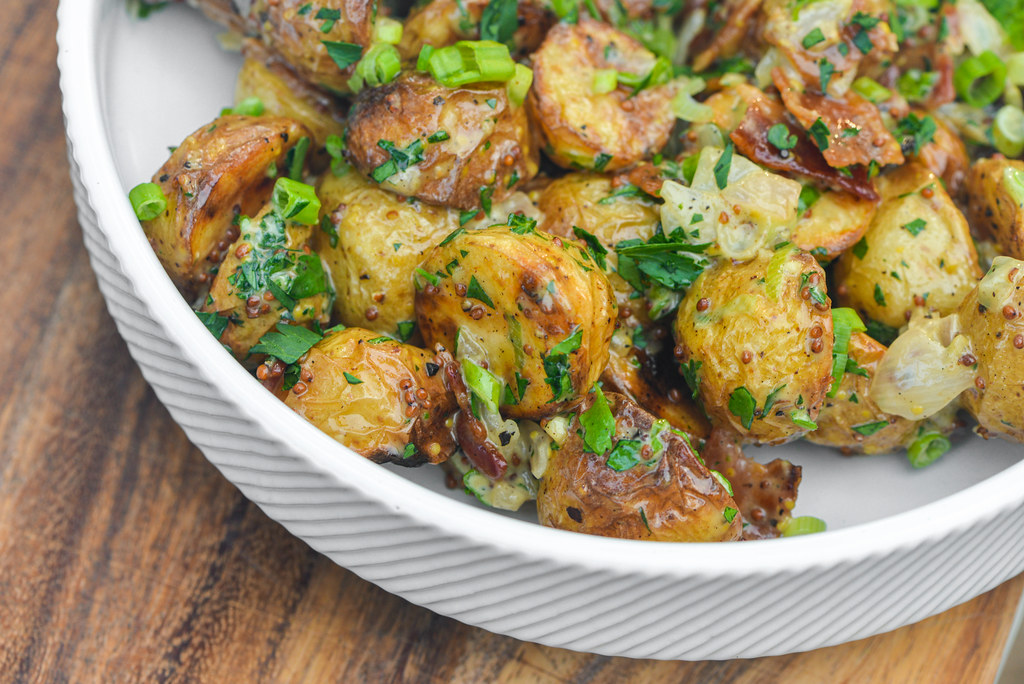 Grilled Potato Salad with Whole Grain Mustard Dressing