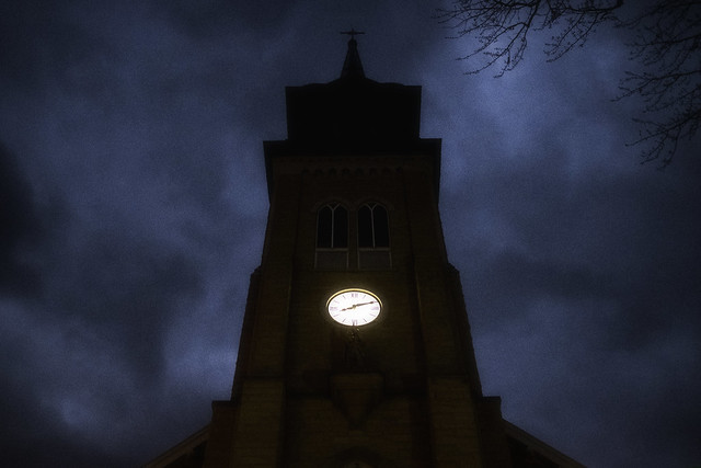 Church Spire At Night. Tecumseh, ON.